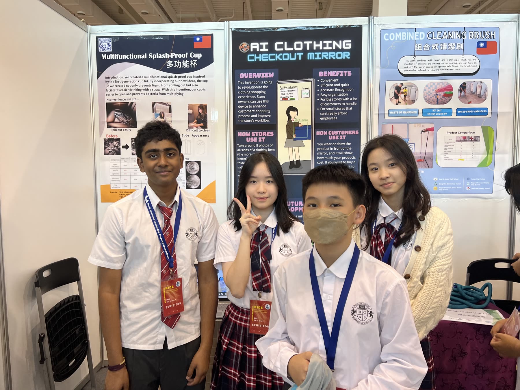 Students with the AI Clothing Checkout Mirror poster